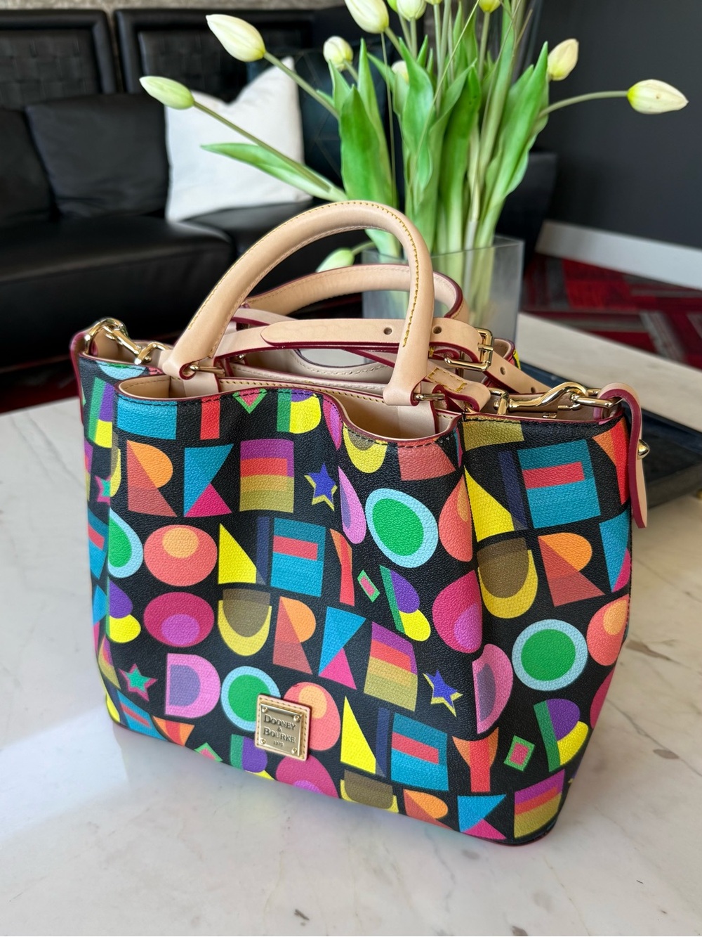 New Dooney & Bourke Art Deco Brenna Cotton/Leather Bag - Picture 3 of 16